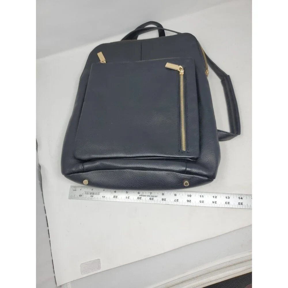 Expressions Black Faux Leather Backpack with Gold Hardware